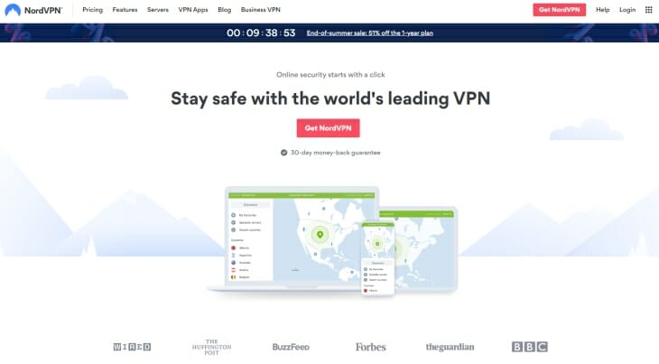 NordVPN review homepage pic